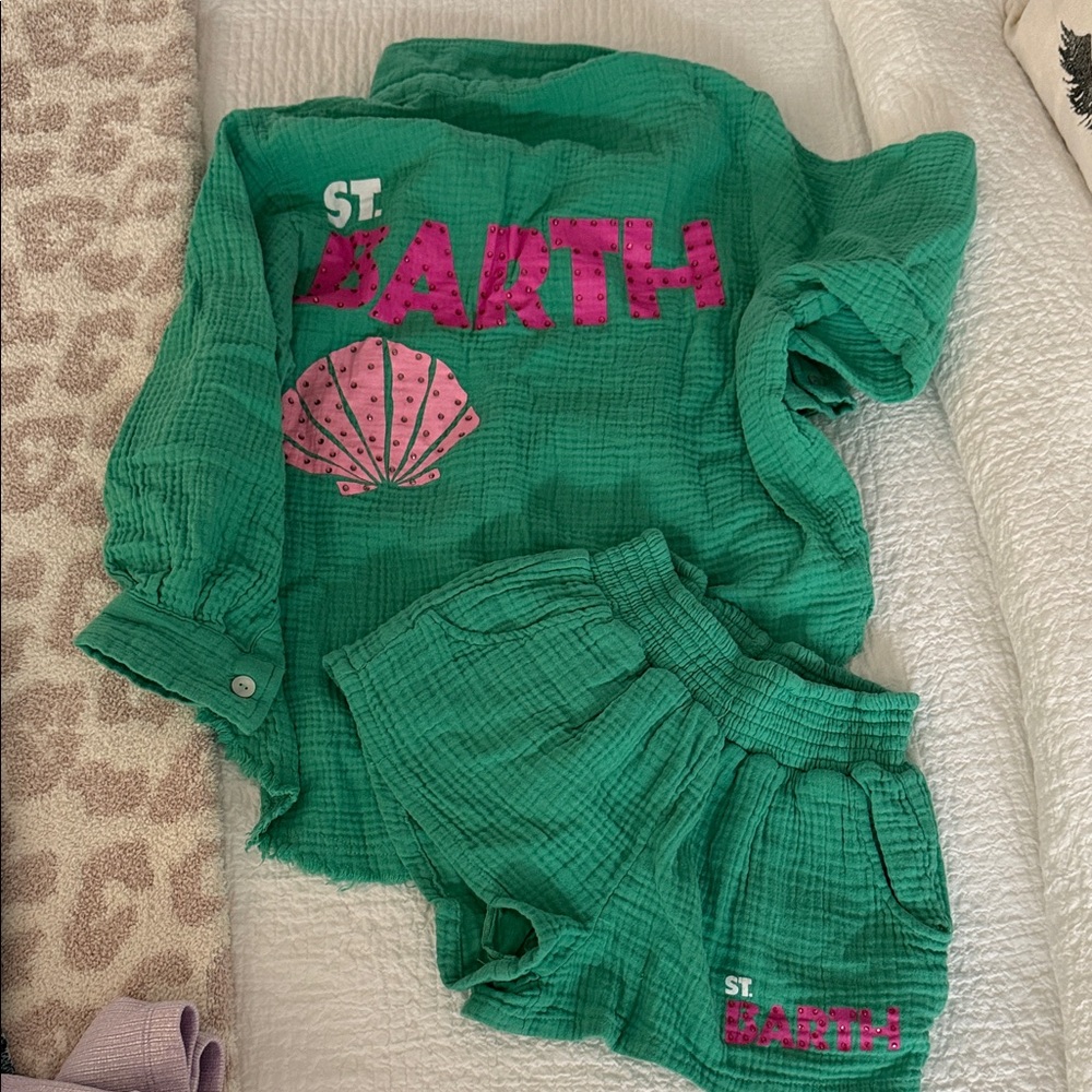 Vintage Havana Green and Pink Kids Coverup Set